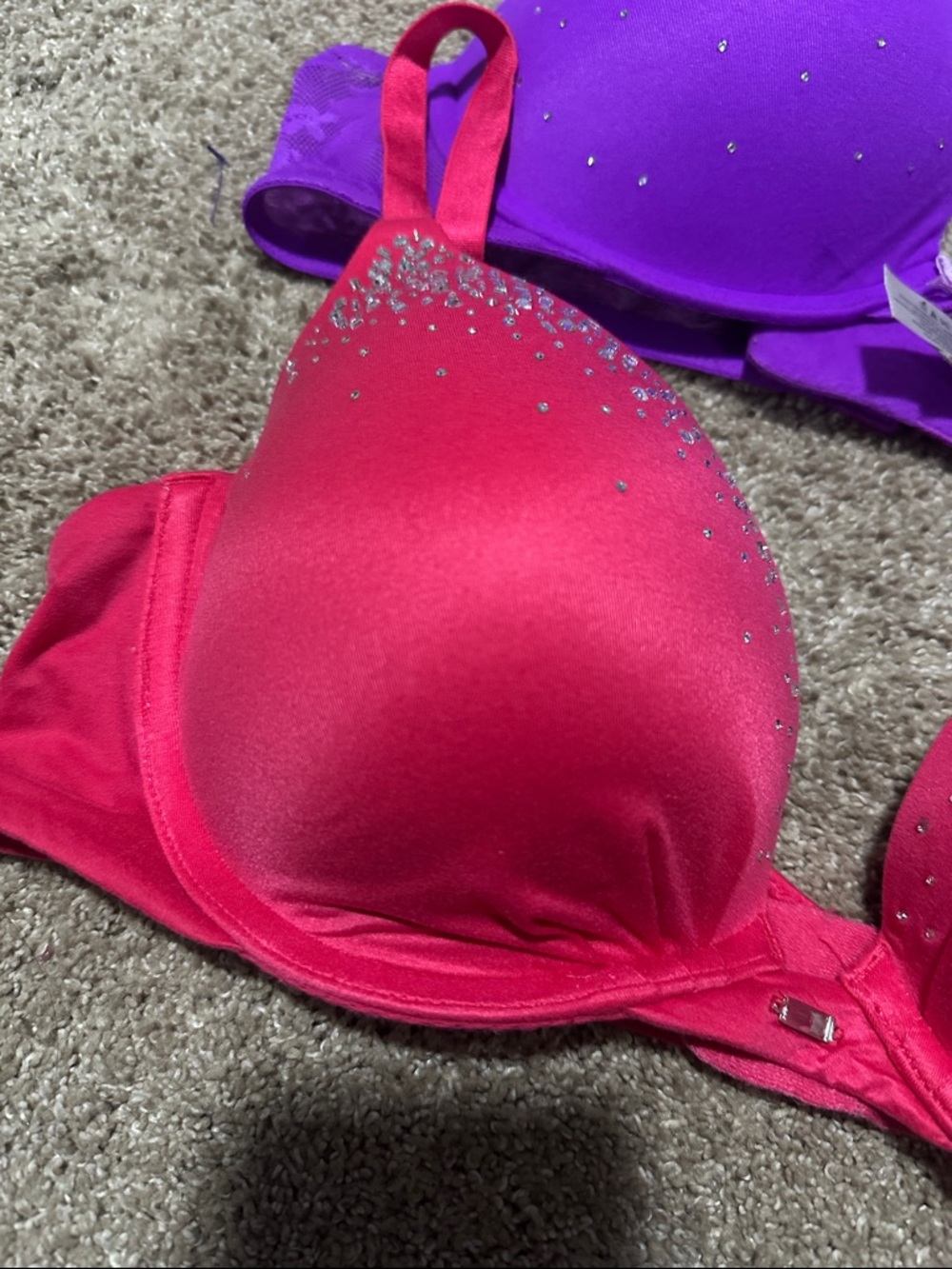 VS Purple and Hot Pink Embellished Push-Up Bras - Picture 2 of 12